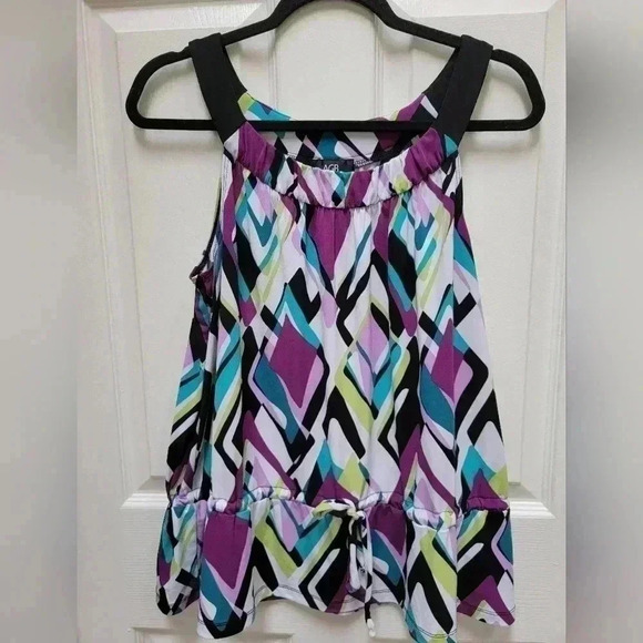 AGB Round Neck Sleeveless Tank Top W/Adjustable Tie Waist Size Large - Picture 1 of 3